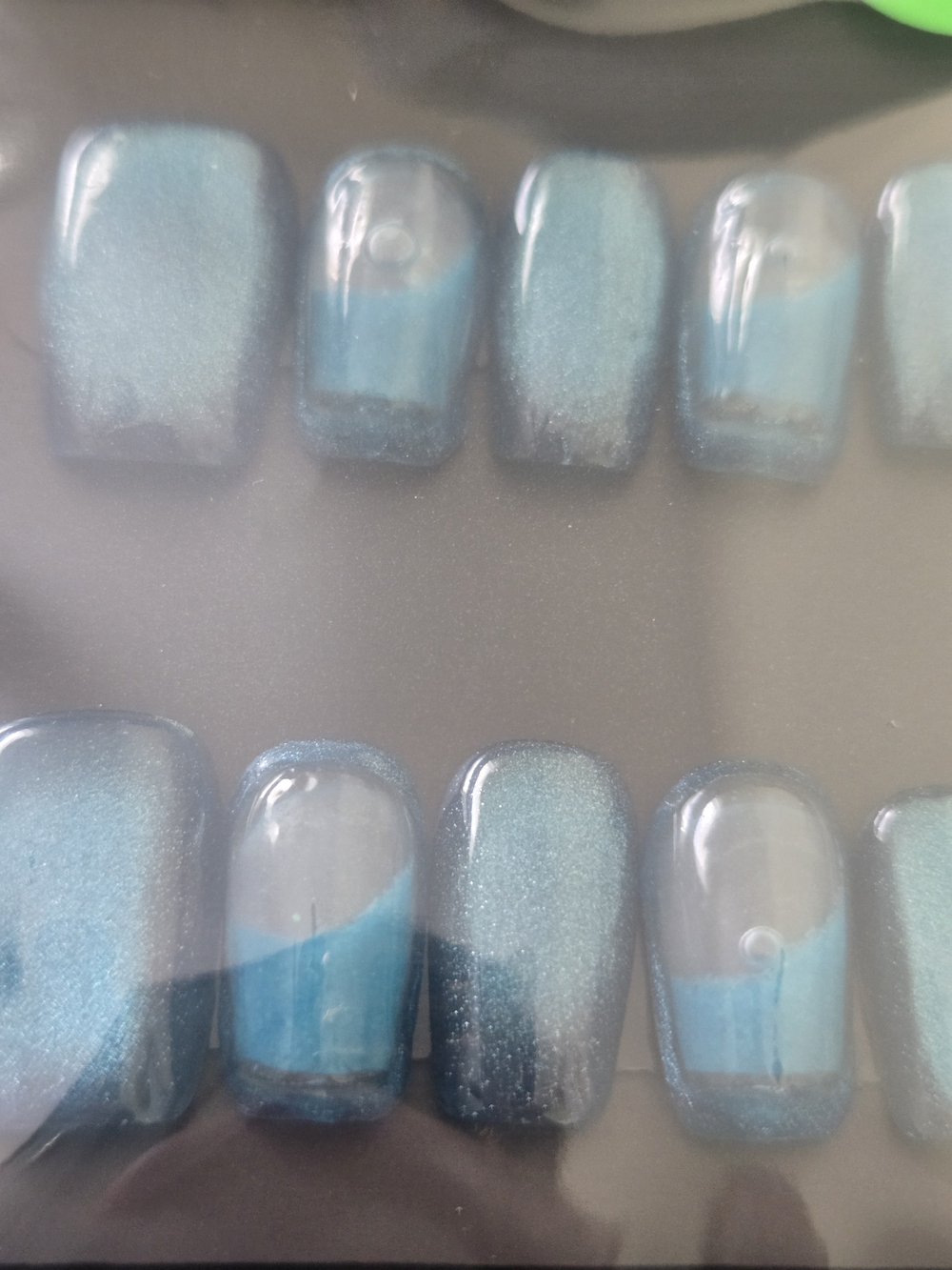 Blue & Clear Shimmer Water Press-On Nails NWT